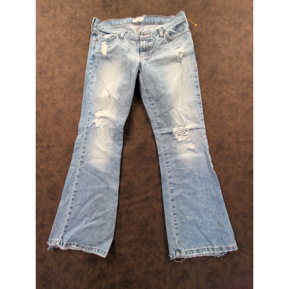American Eagle Hipster Jeans 10 Petite Light Wash Distressed Bootcut Flare Denim